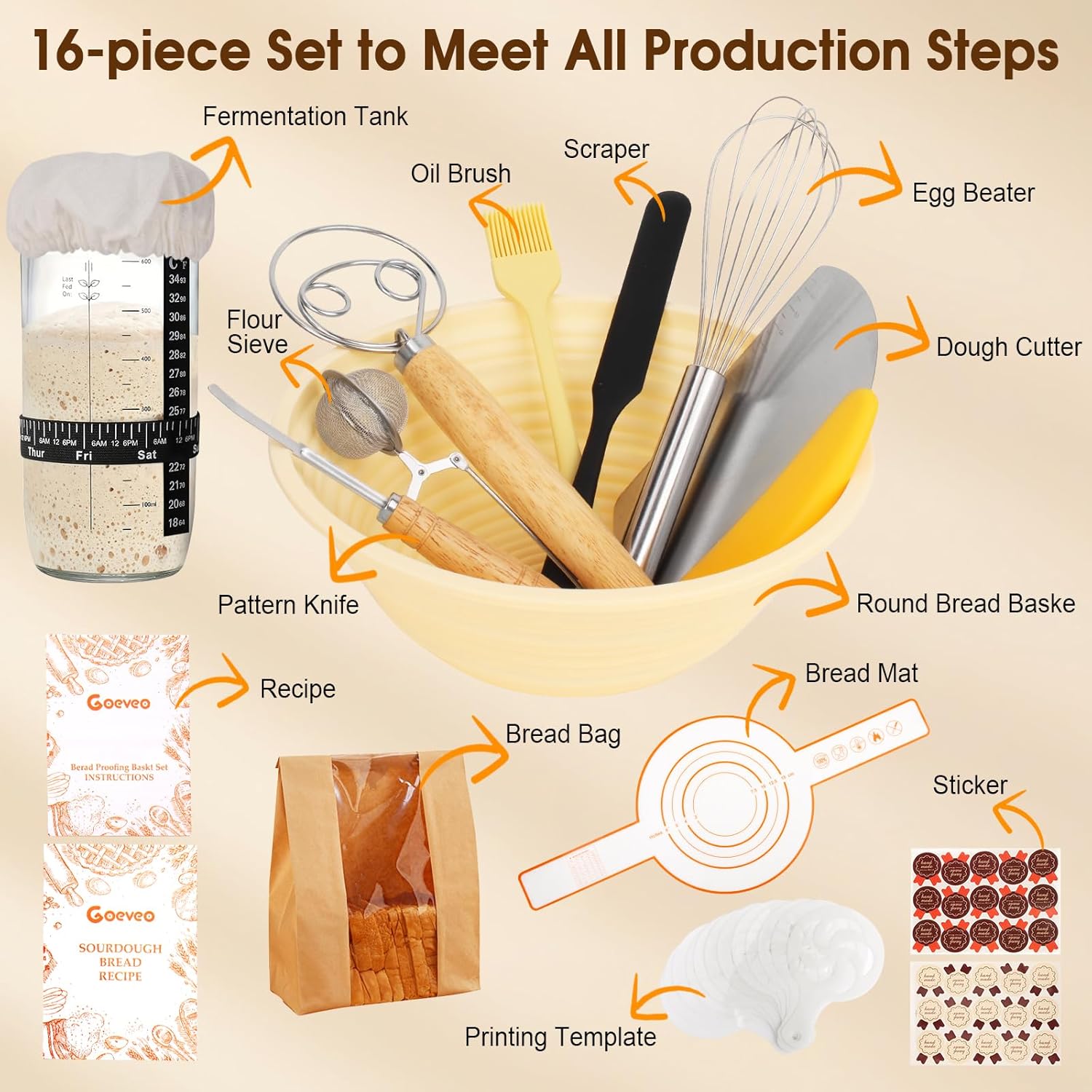 Detalle de Goeveo Sourdough Starter Kit 16-piece