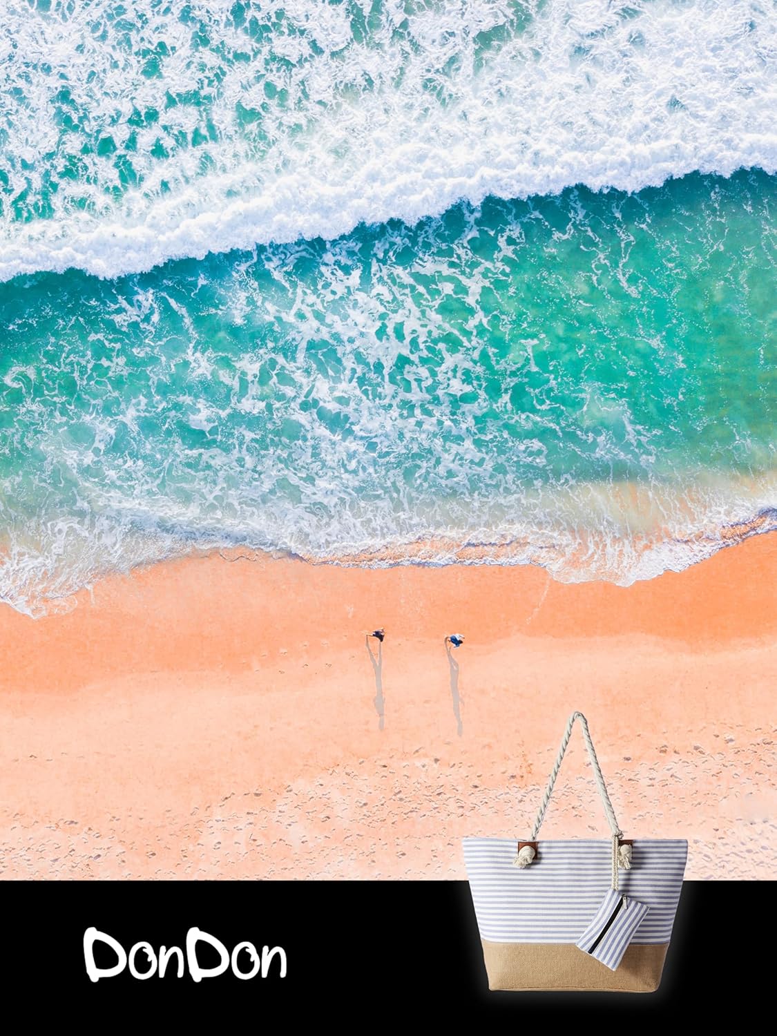 Thumbnail 5 de DonDon Strandtasche mit Reißverschluss – XXL Shopper/Umhängetasche für Strand & Meer