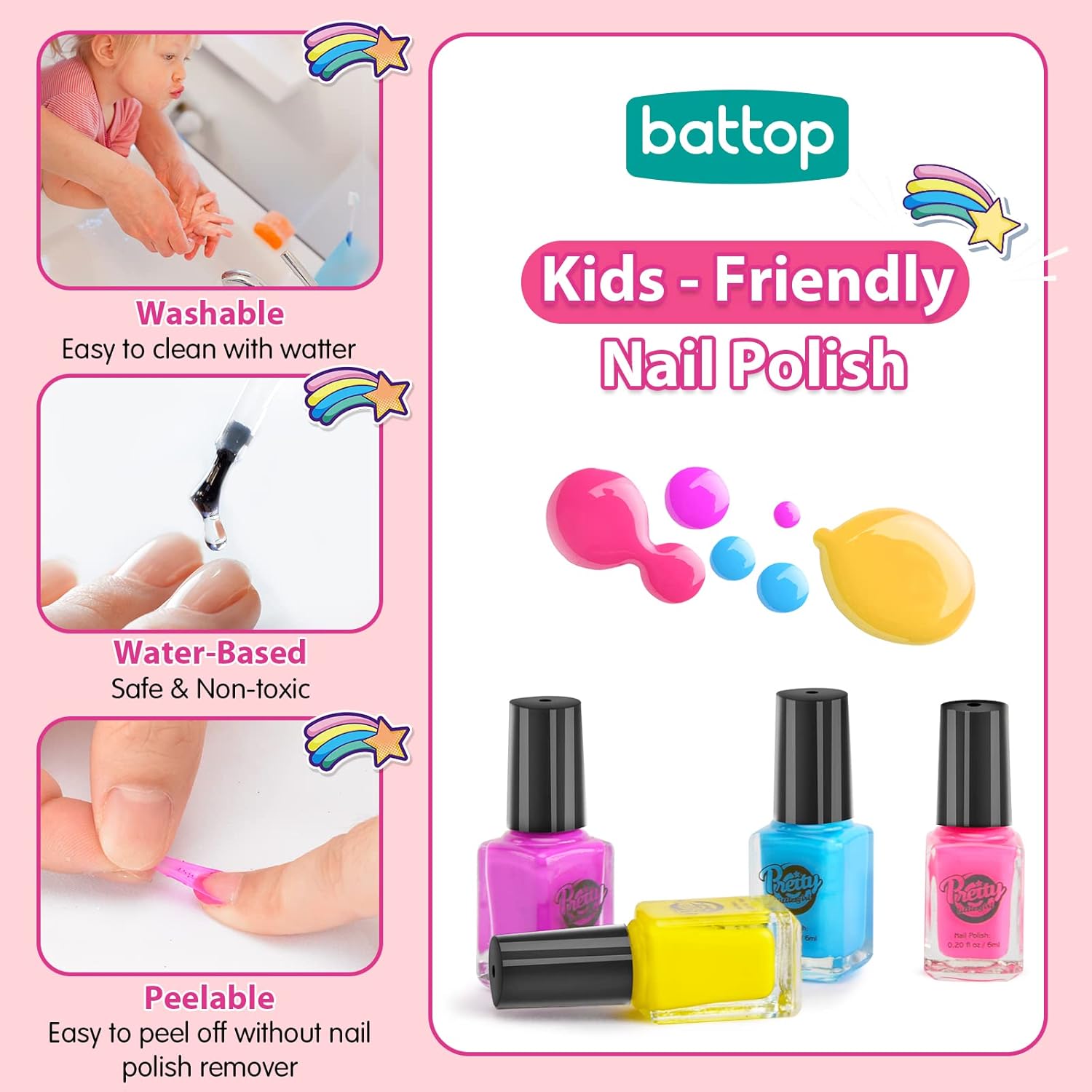 Thumbnail 3 de BATTOP Kids Nail Polish Set 6-12 💅