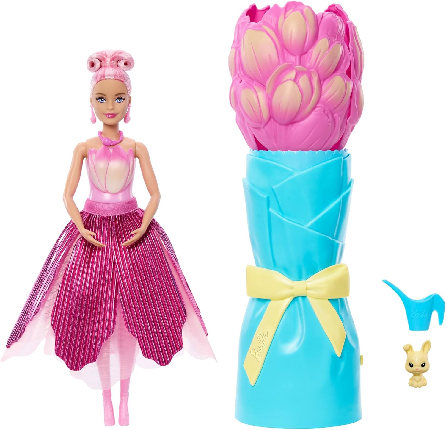 Detalle de Barbie Petal Pop: bambola profumata con bouquet floreale e accessori sorpresa