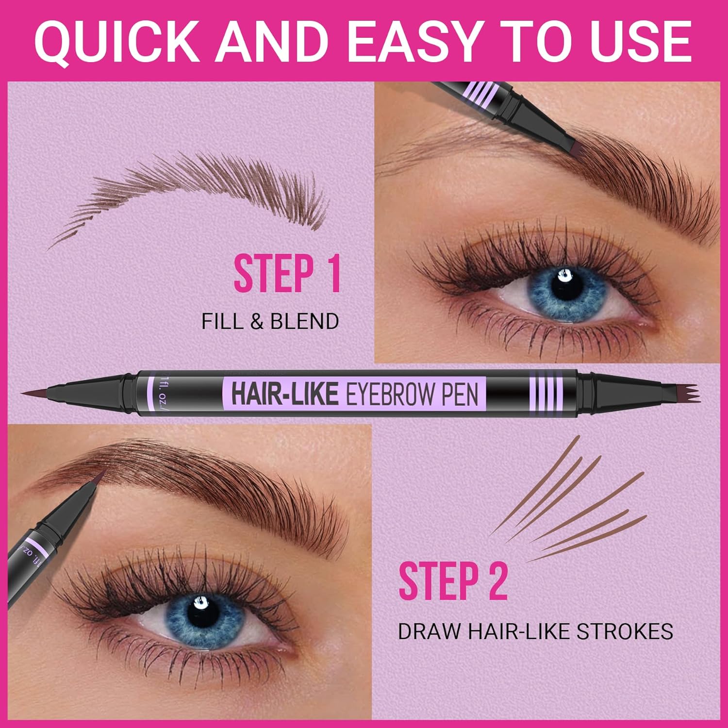 Detalle 2 de iMethod Eyebrow Pen 2-in-1 Magic Brow Pencil (Dark Brown) with 4-Fork Tip + Precise Brush Tip