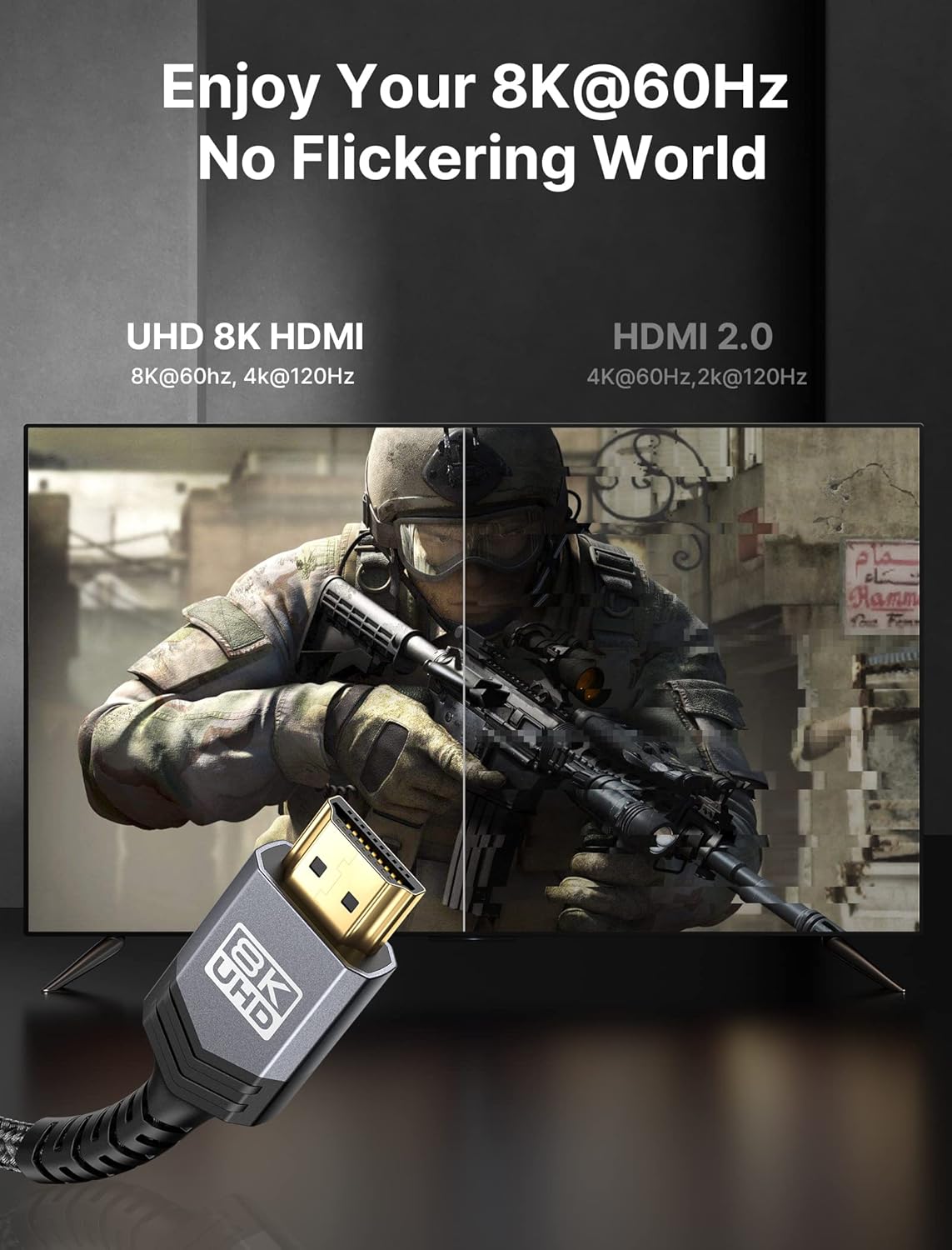 Thumbnail 4 de JSAUX HDMI-Kabel 15 m Fibre HDMI 2.1 – 8K/4K, eARC, VRR, PS4/PS5 kompatibel