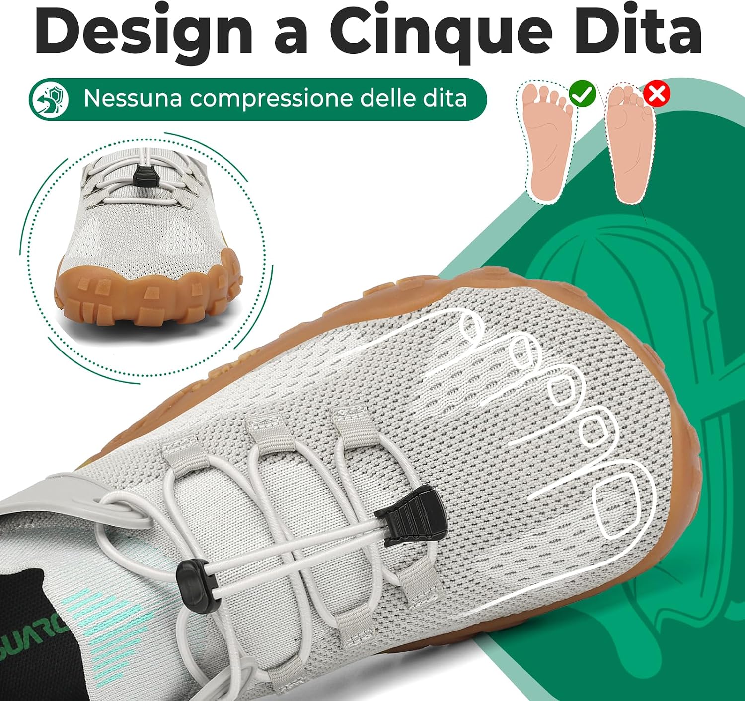 Detalle de SAGUARO Barefoot Shoes minimaliste uomo/donna con punta larga e suola antiscivolo