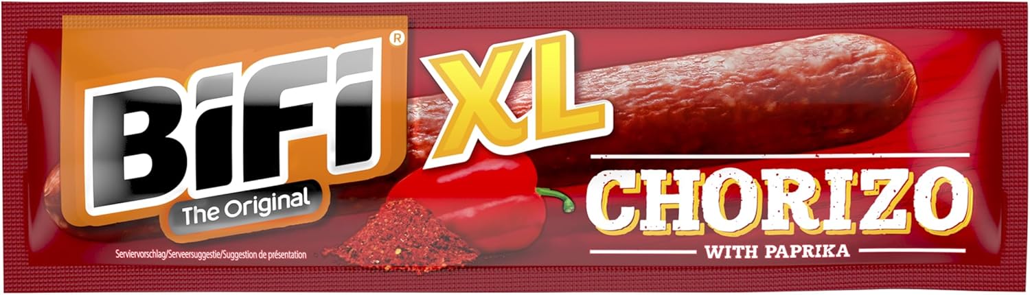 Detalle 2 de BiFi Chorizo XL Sticks 🌭 Pack de 20, Aperitivos con Pimentón y Ajo