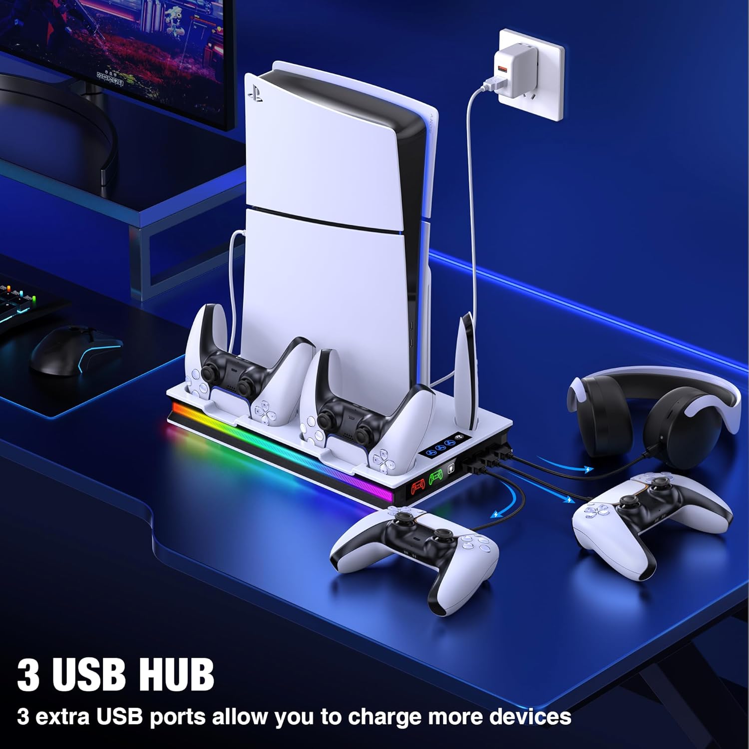 Thumbnail 6 de ALEEMTRY PS5 Standfuß mit LED, 3-Stufen Lüfter