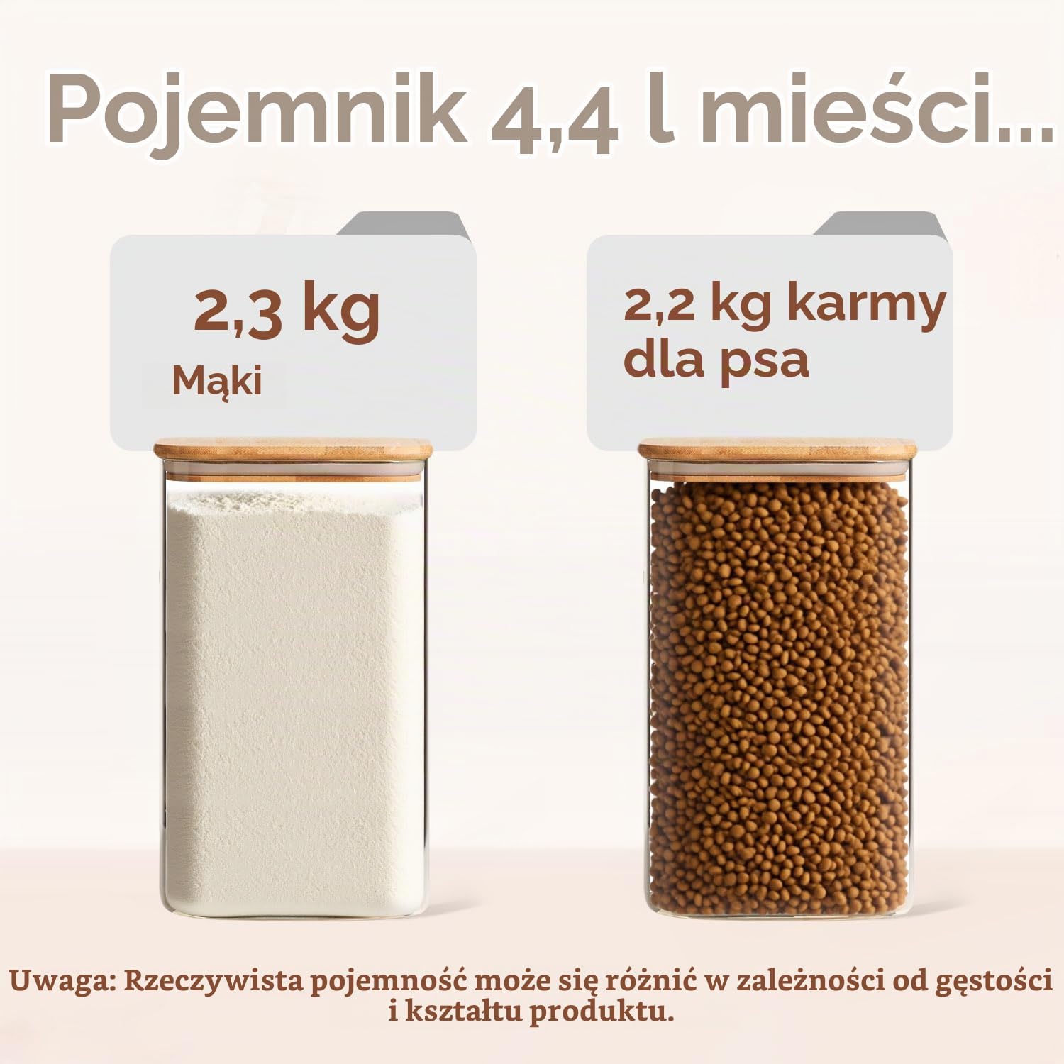 Detalle de ComSaf szklany słoik 4,4 l z bambusową pokrywką i uszczelką silikonową