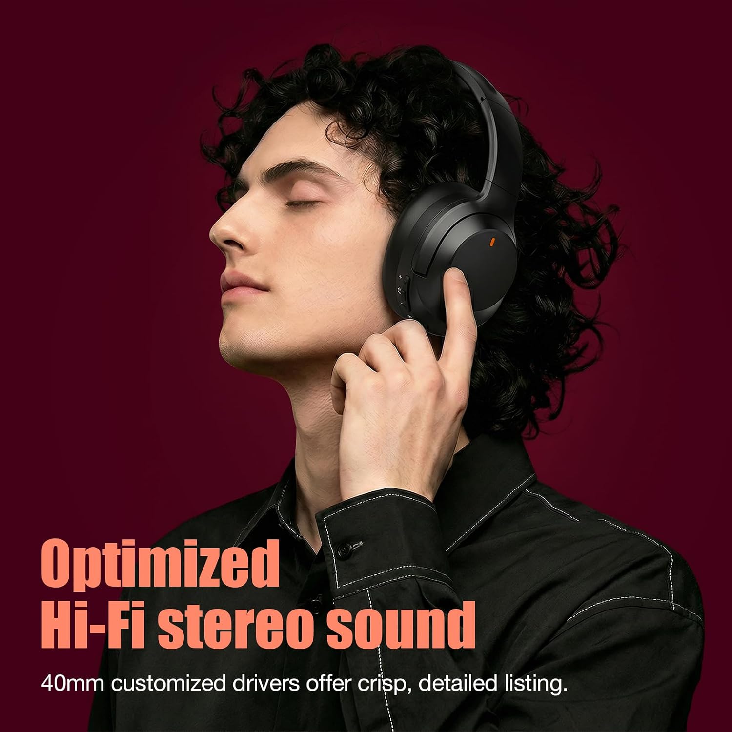 Detalle de Vonaural Upgraded Pro-Level Hybrid Active Noise Cancelling Headphones (Wireless Over-Ear, HD Sound, Big Bass)