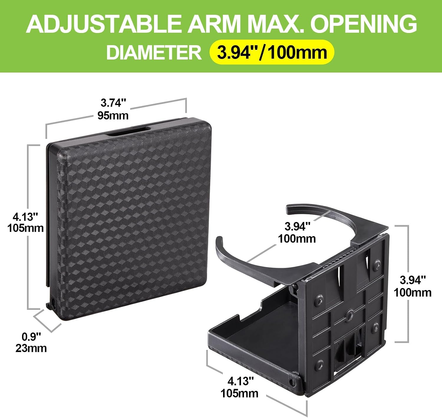 Detalle 2 de Spurtar 2er Set klappbare Getränkehalter für Auto, Wohnmobil & Yacht (für Becher/Dosen/Flaschen bis 100 mm) – schwarz