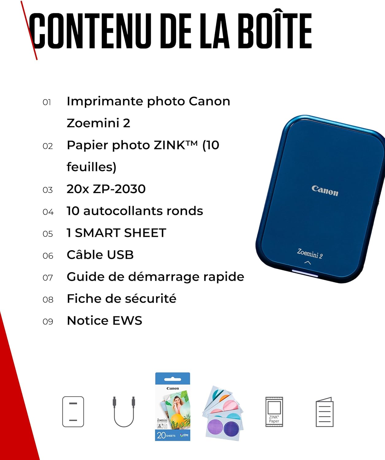 Thumbnail 6 de Canon Zoemini 2 Kit Imprimante Photo Portable Bluetooth USB-C – Kit ZP-2030 + ZINK Circulaires 3,3 cm