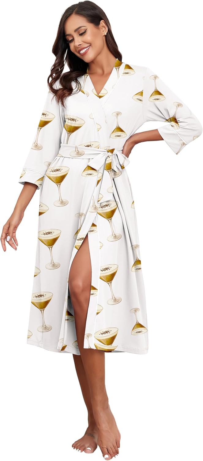 Thumbnail 1 de PrinStory Damen-Leichtkimono Bademantel mit 3/4-Ärmeln (95% Viskose, 5% Elasthan)