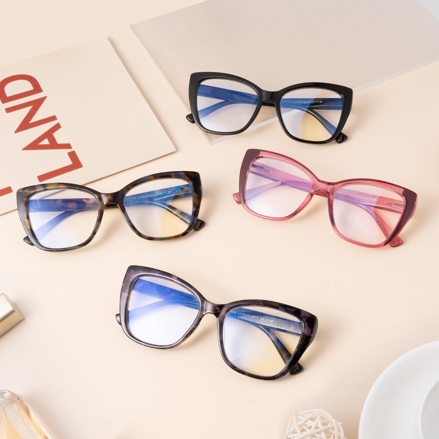 Thumbnail 6 de SKYWAY 2er-Pack Übergröße Lesebrille für Damen mit Blaulichtfilter (UV400) – quadratisch im Cat-Eye-Stil