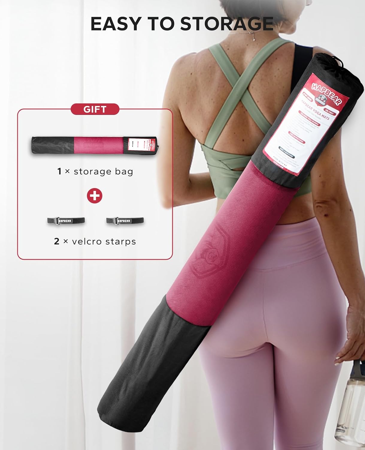 Thumbnail 6 de HAPBEAR Extra Large Yoga Mat, 72" x 48", 6 mm TPE, Double-Sided Grip