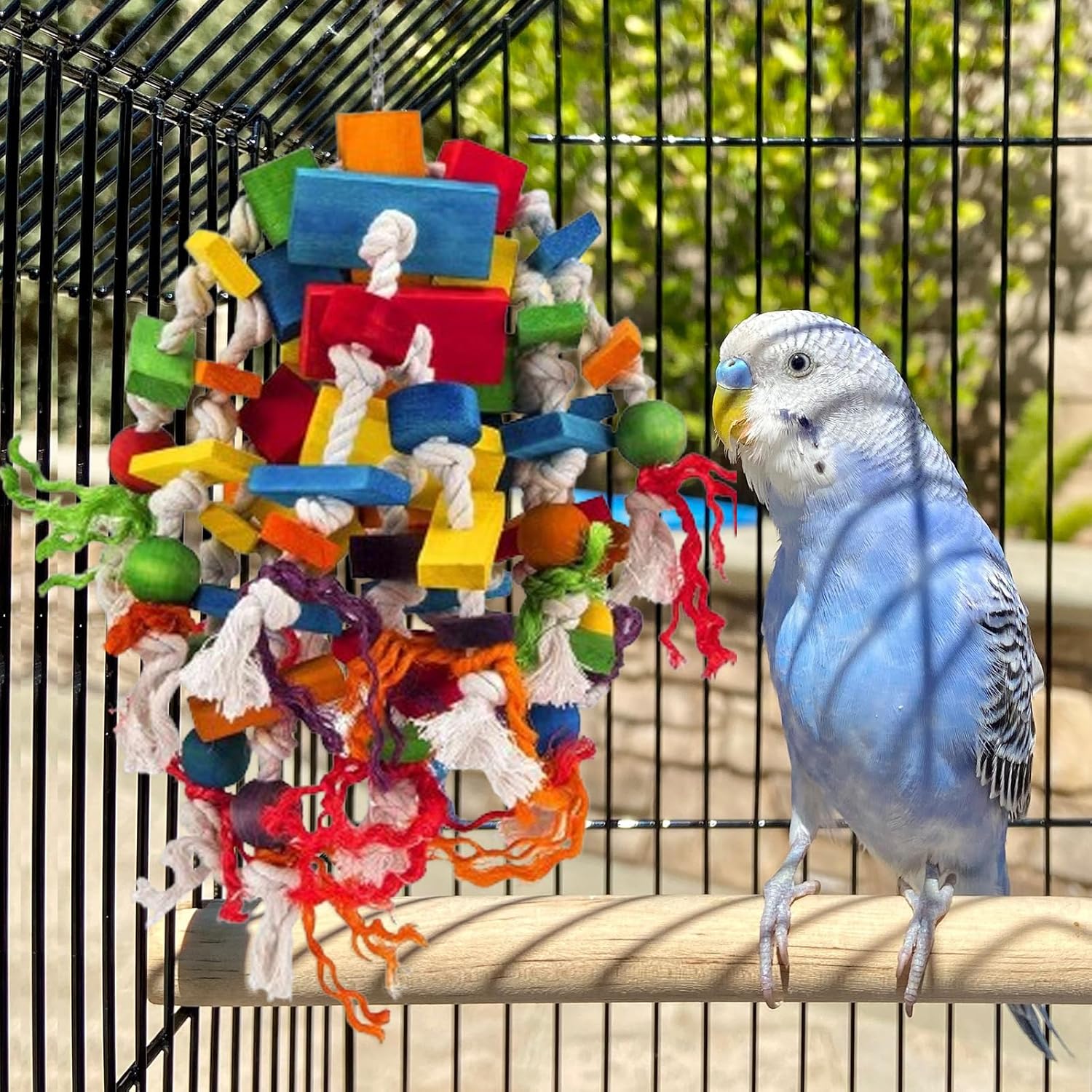 Thumbnail 6 de MQUPIN Large Parrot Toys: Strong Chewing Wooden Blocks for Large & Medium Birds