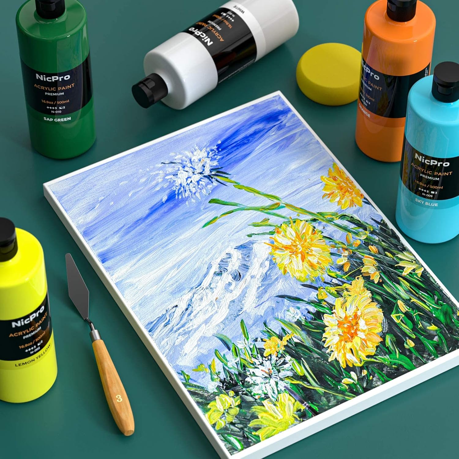 Thumbnail 6 de Nicpro 14-Colour Large Bulk Acrylic Paint Set (500ml/16.9 fl oz) for multi-surface crafts and canvas work