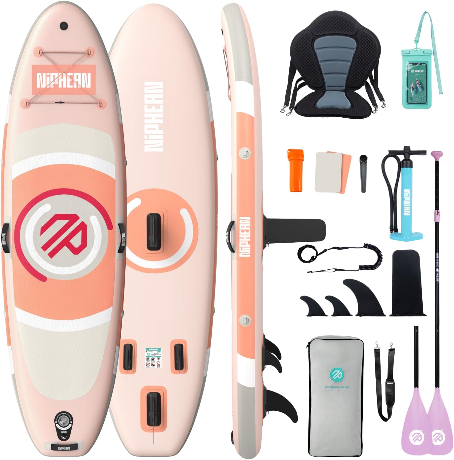 Detalle de Niphean SUPNPIT305 opblaasbaar SUP-board met zitje en StabilTrac-vin