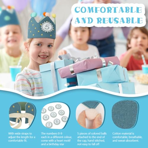 Detalle de URAQT Corona Cumpleaños para Infantil con Números Intercambiables (1–9) y Ajuste Personalizable