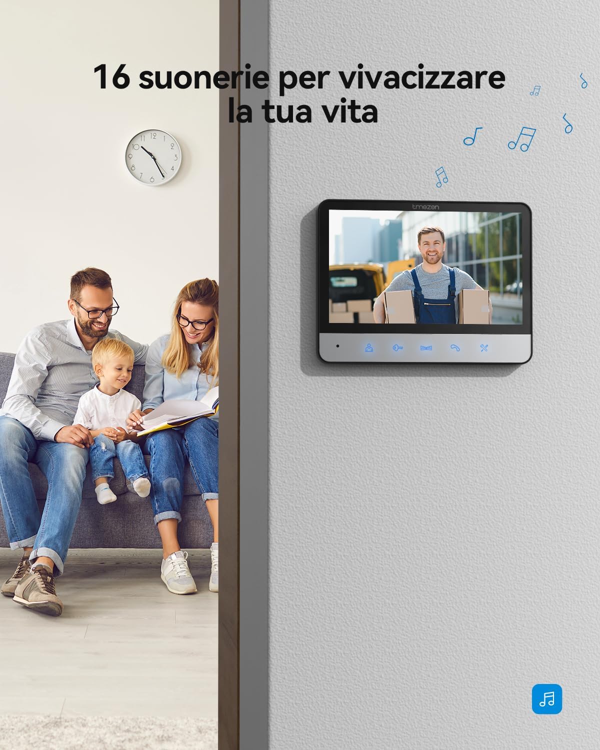 Thumbnail 6 de TMEZON Videocitofono a 4 fili Monofamiliare con Monitor 7” e Campanello Esterno—Visione Notturna