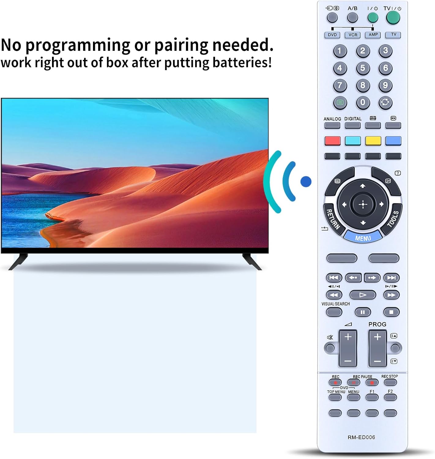 Thumbnail 4 de TCNOUMT RM-ED006 replacement remote for Sony TVs (RM-ED006 compatible with KDL-40X2000, KDL-46X2000, KDL-52X2000)