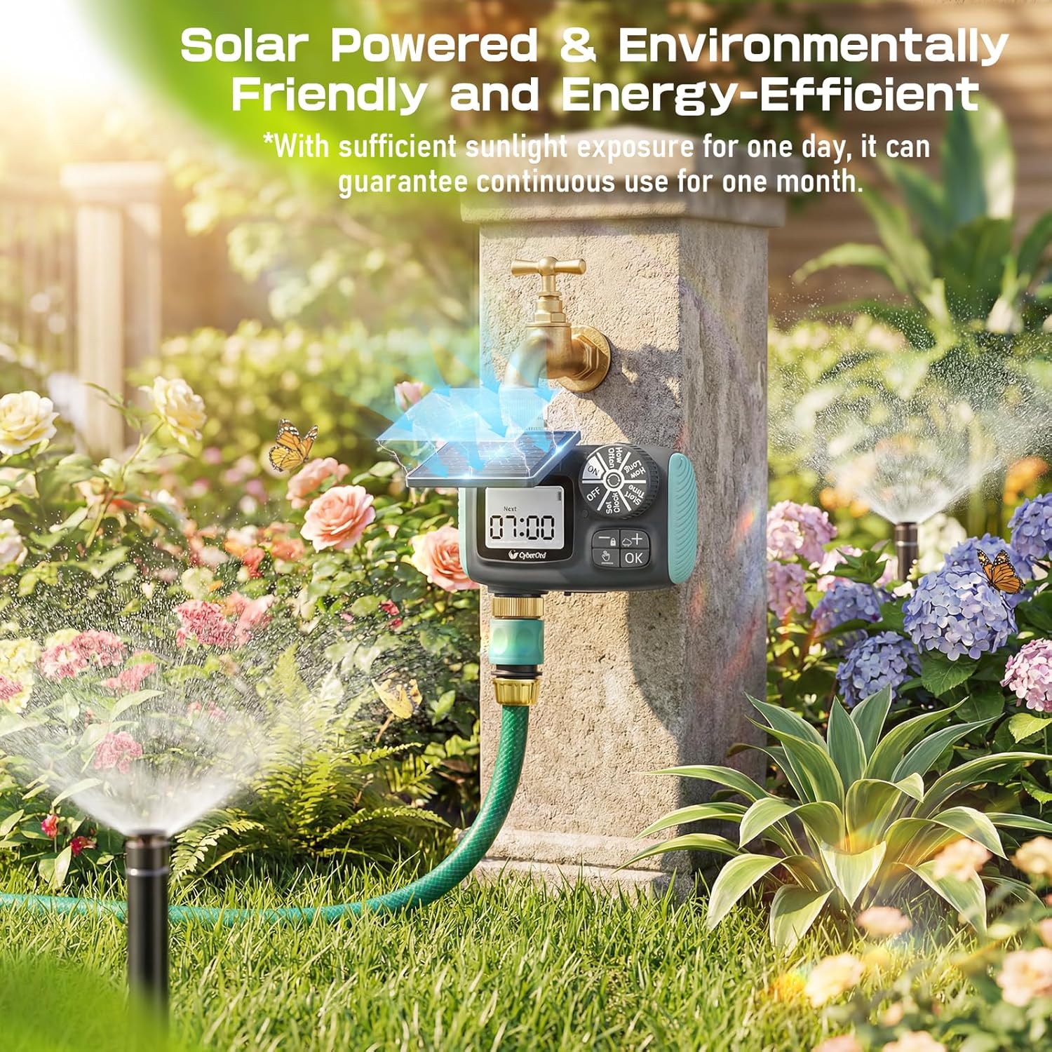 Thumbnail 1 de CyberOrd Timer Irrigazione Solare con ingresso 3/4" in ottone, display LCD e ritardo pioggia