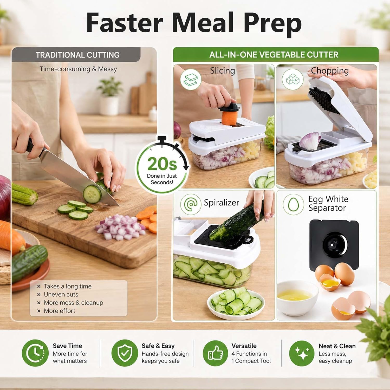 Detalle 2 de 18-in-1 Vegetable Chopper Mandoline Slicer with Container (18 interchangeable stainless steel blades)