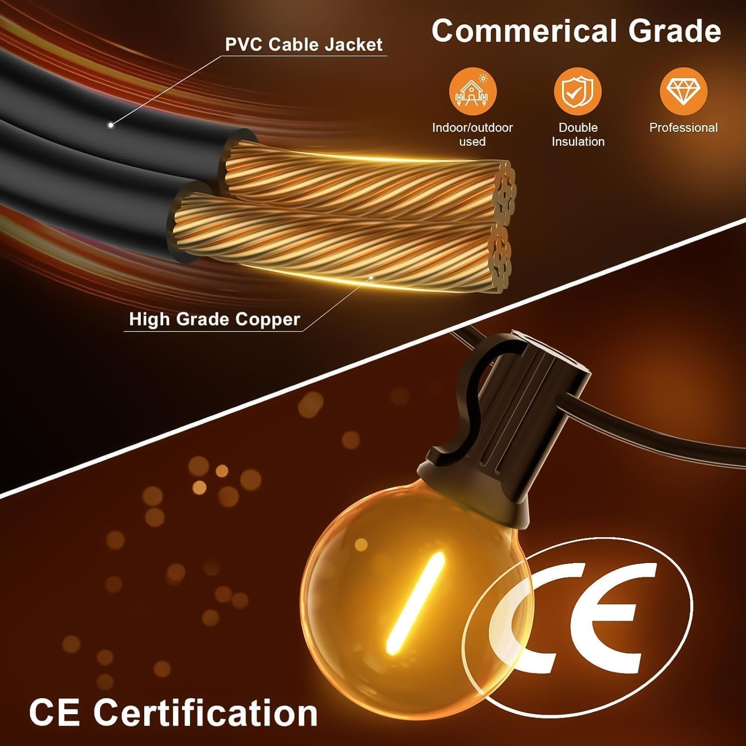 Thumbnail 2 de Miootly Catena Luminosa Esterno 30M/100FT: luci caldo 2700K, IP45, 46+4 LED, 24V – ideale per giardino e feste
