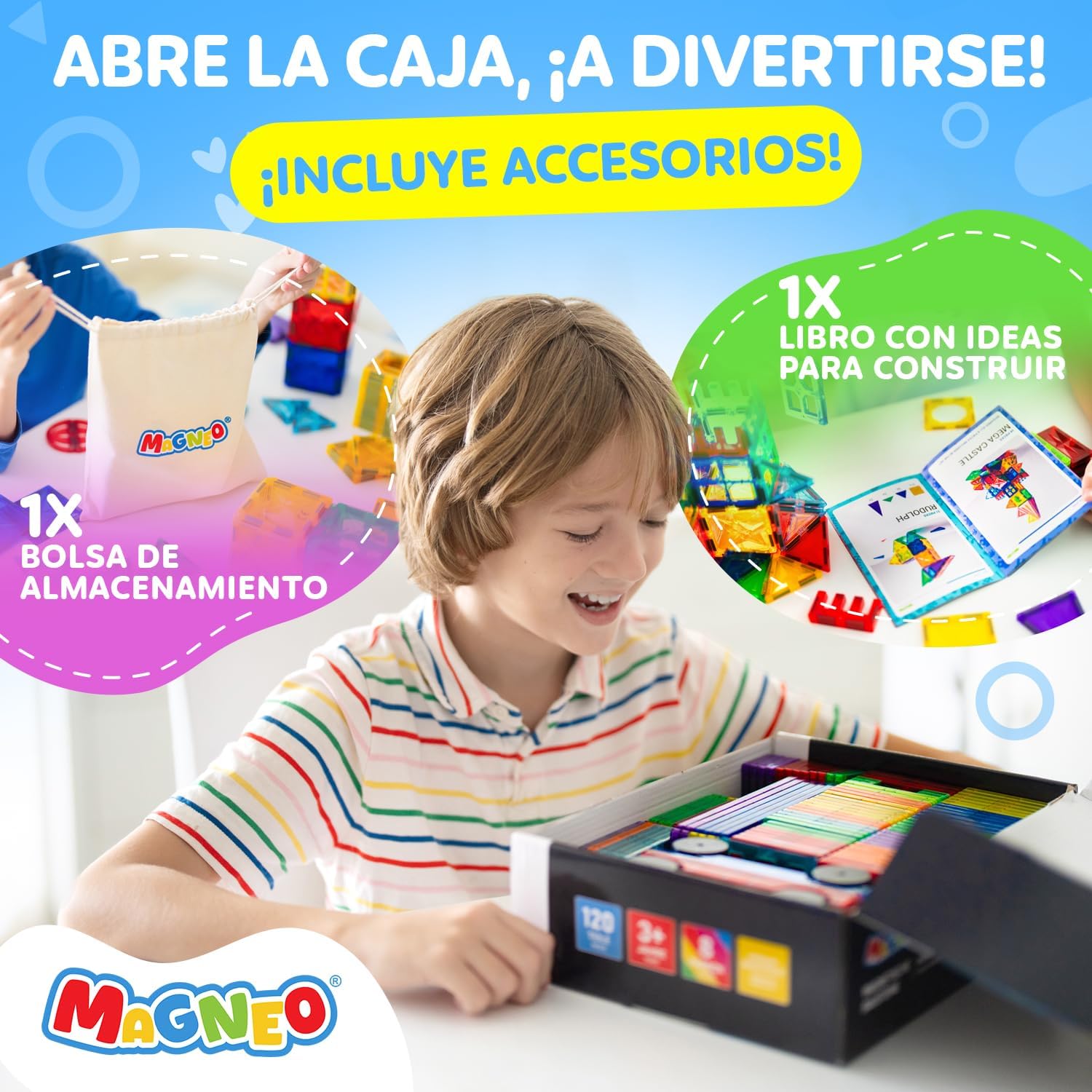 Thumbnail 6 de Magneo® Bloques Magnéticos Construcción 120 piezas