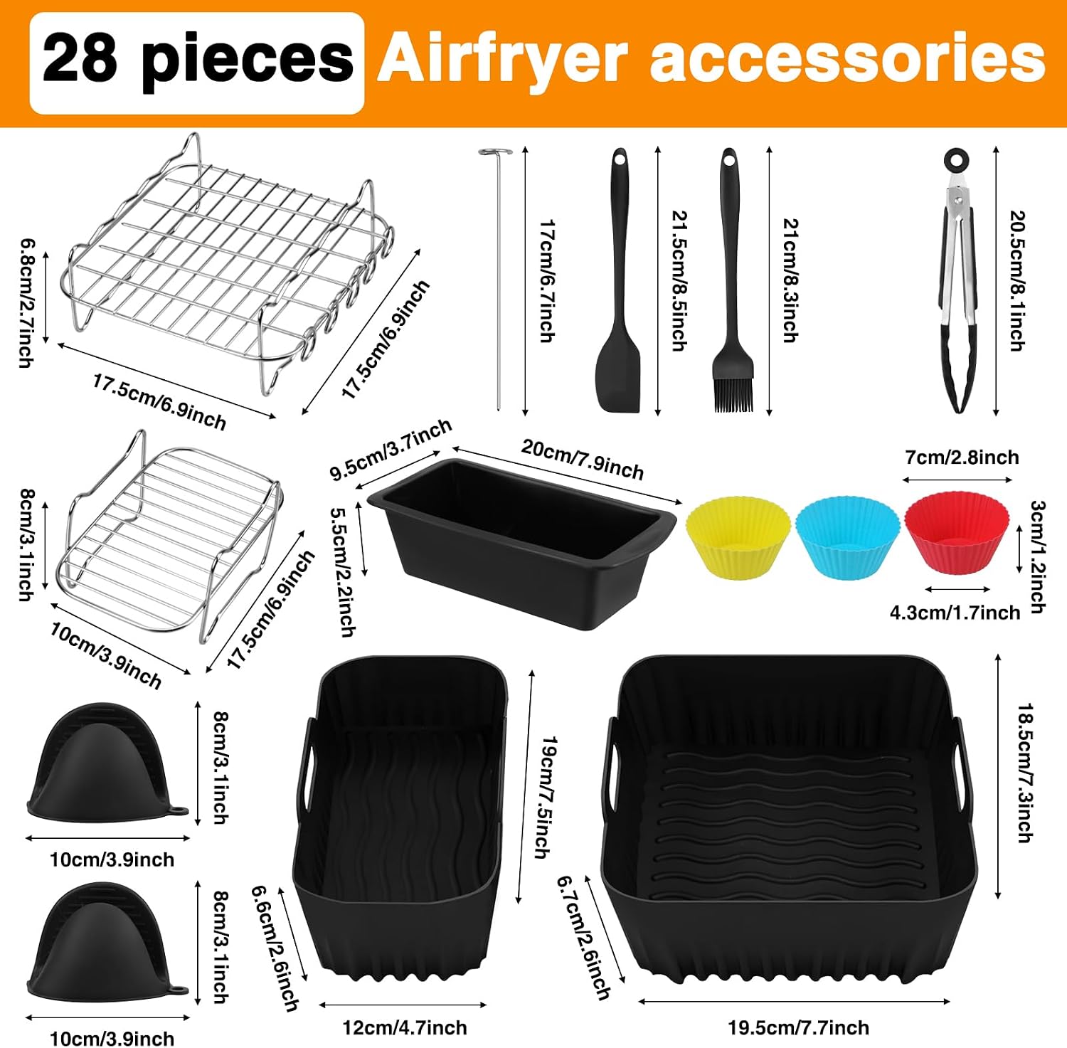 Detalle de lompyeu ZGPJ28PC accessoireset voor dubbele heteluchtfriteuse, 28 stuks