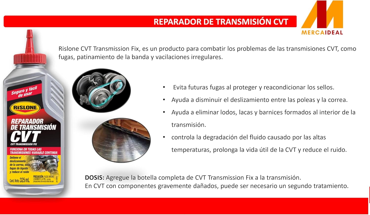 Detalle de RISLONE CVT Transmission Fix additive for judder, noise and belt slip