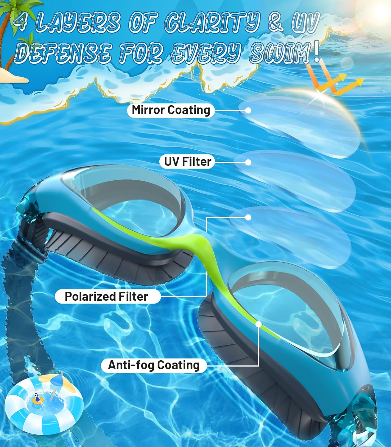 Thumbnail 1 de HIGAHY Kids Swimming Goggles 6-14 years
