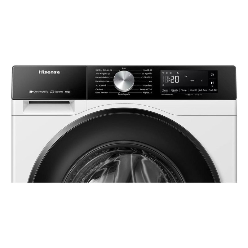Detalle 2 de Hisense WF3S1043BW1: Lavadora de carga frontal 10 kg, 1400 rpm, WiFi
