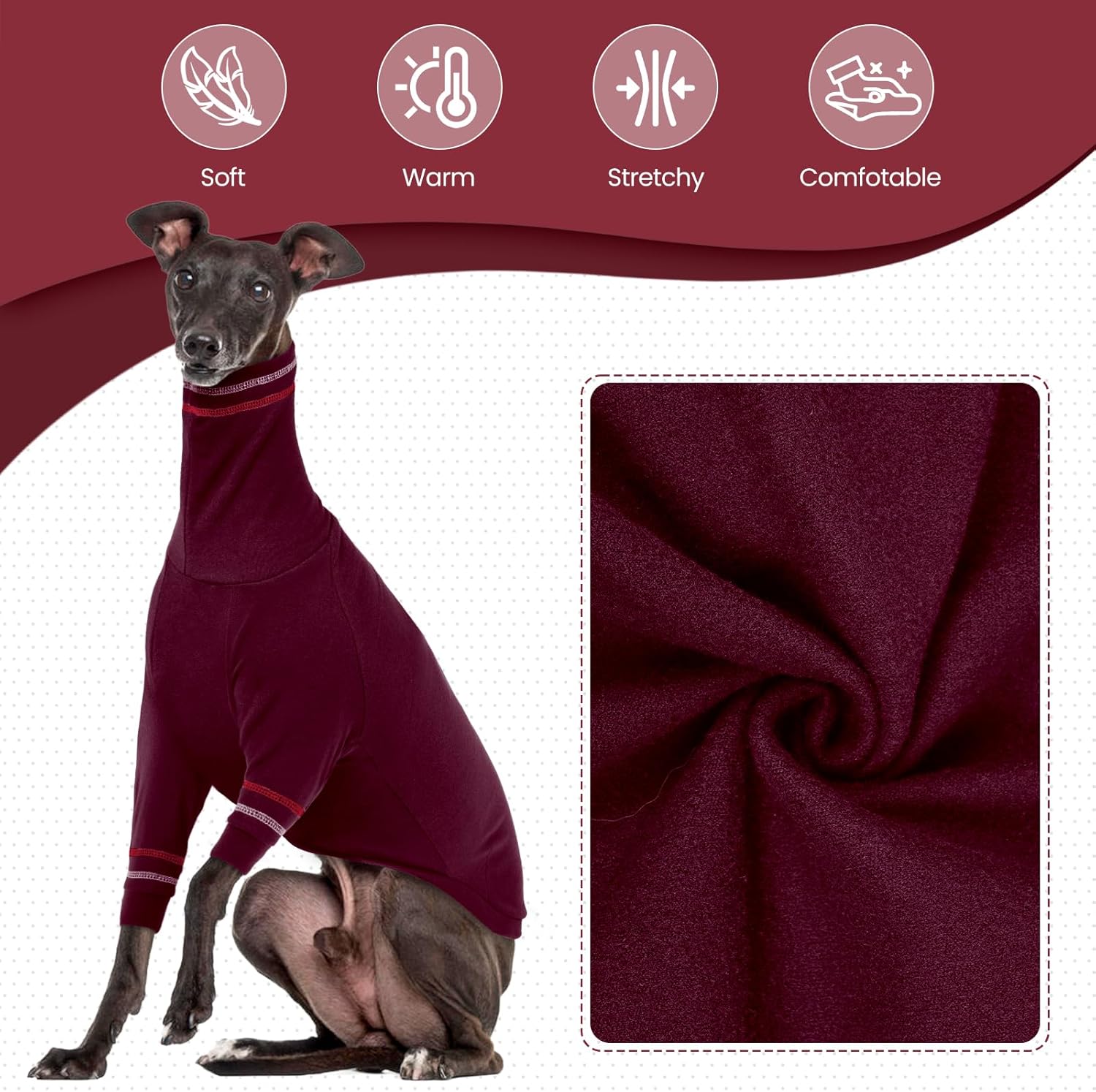 Thumbnail 2 de OUOBOB Greyhound dog sweater – Italian Greyhound/Whippet stretchy turtleneck coat