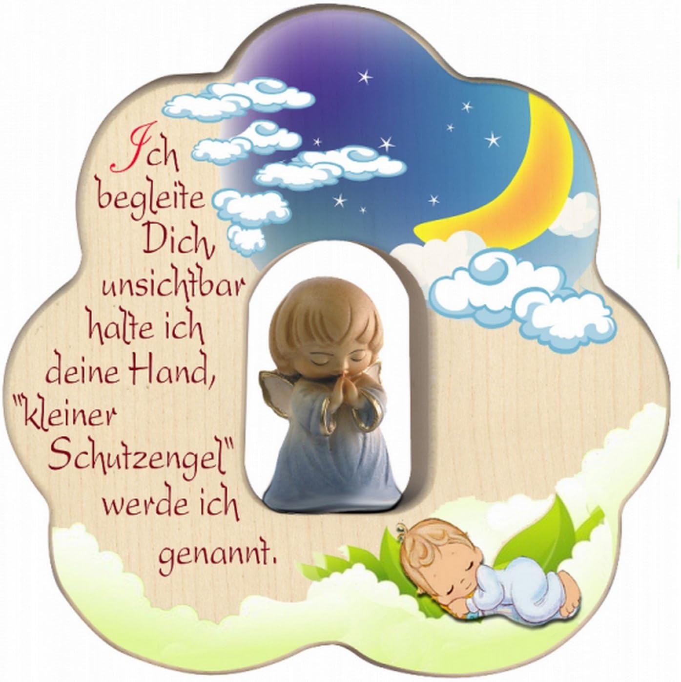 MaMeMi Schutzengel auf Wolke mit Gebetsbüchlein – Taufgeschenk für Jungen in Blau (ca. 12 cm)