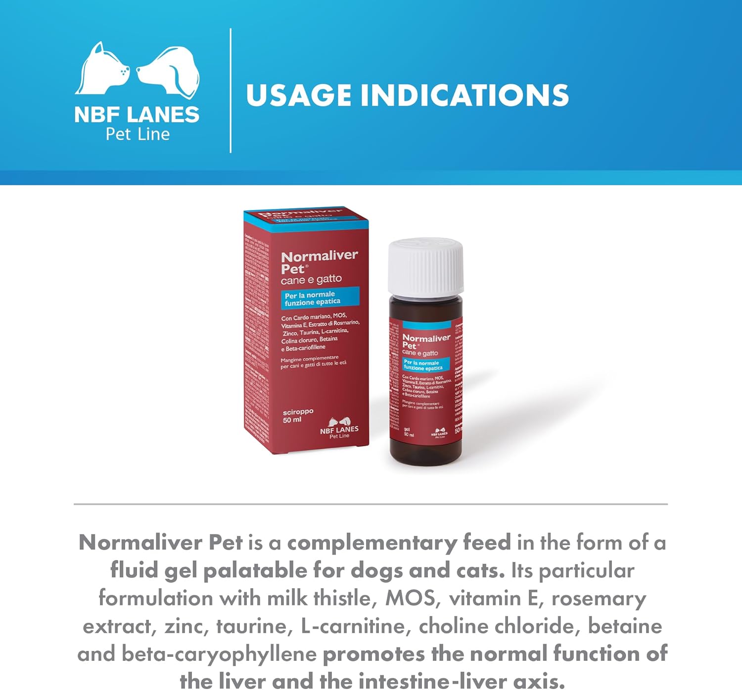 Detalle de Normaliver Pet 50ml – Complément hépatique pour chiens