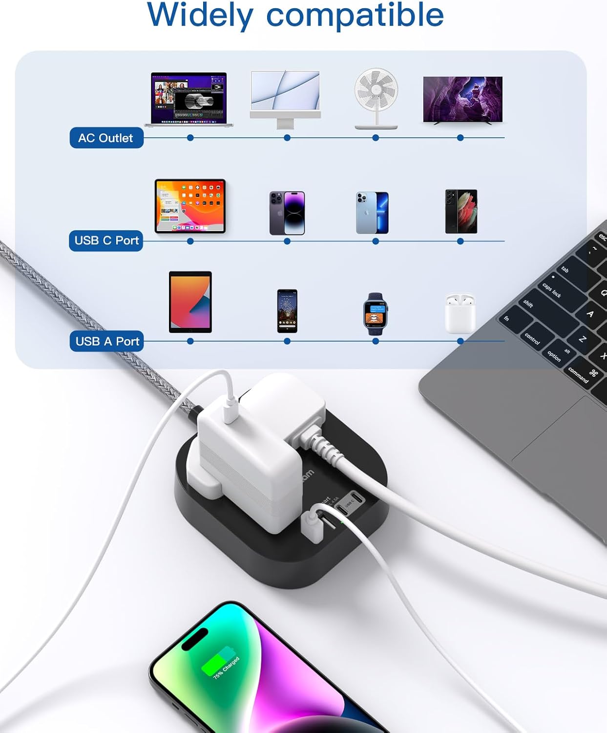 Thumbnail 5 de Extension Lead Power Strip 1.6m with 4 Ports 🪫