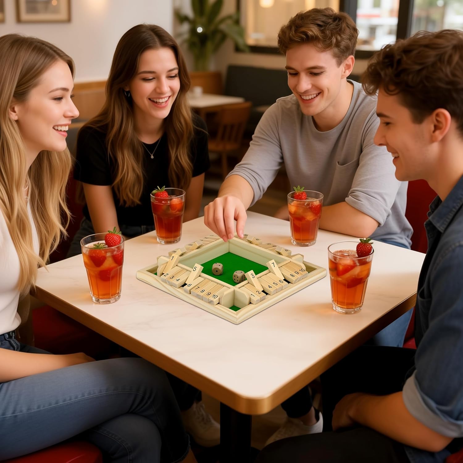 Thumbnail 3 de Shut The Box Spiel für 4 Spieler aus Lindenholz – 21,5 x 21,5 cm Würfel- & Mathe-Brettspiel