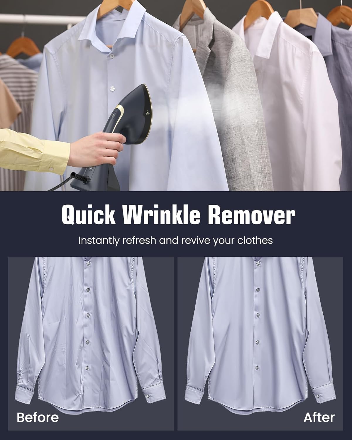 Detalle de BEAUTURAL 2-in-1 Garment Steamer & Iron: 1500W Handheld with Burst Steam