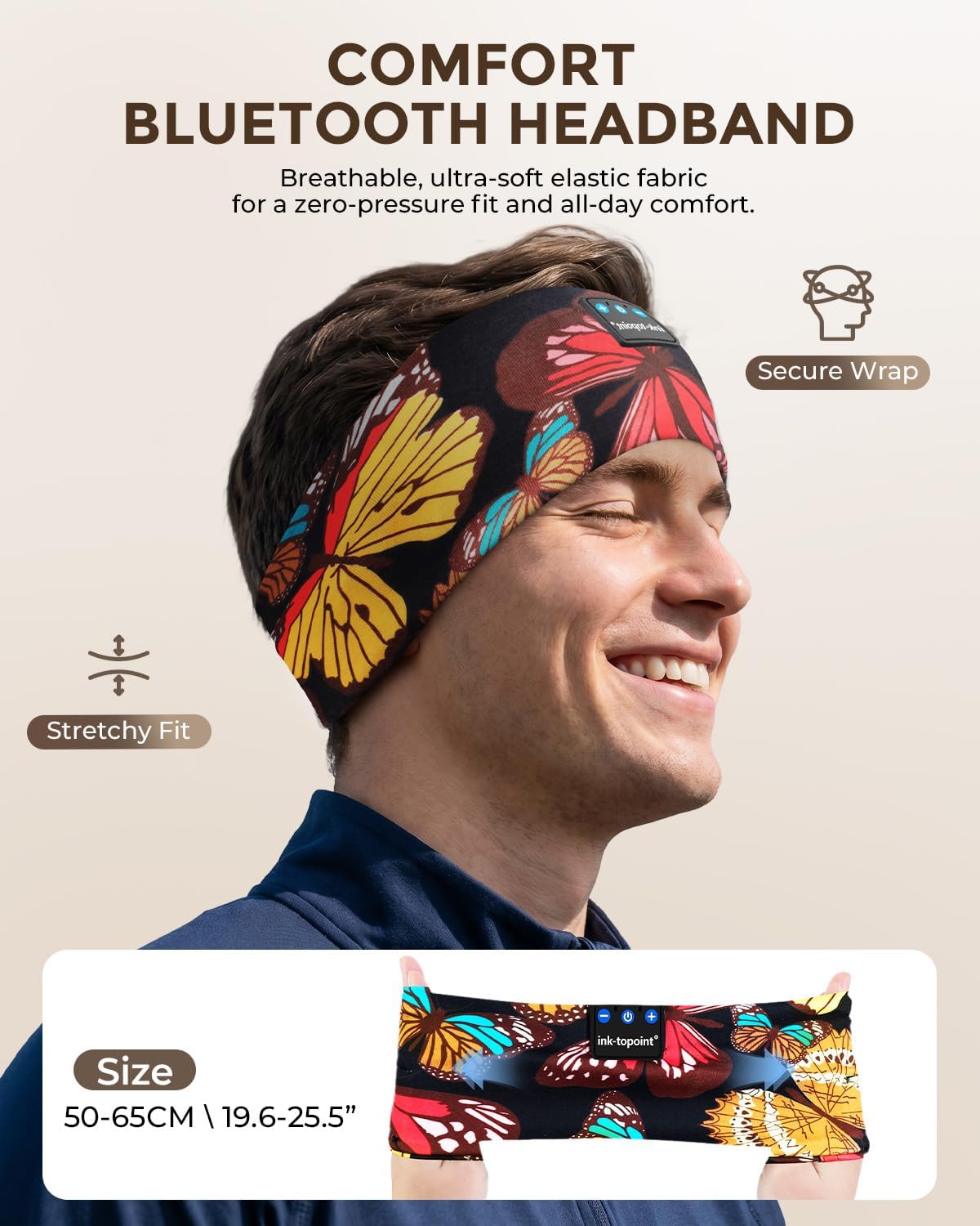 Detalle de ink-topoint Sleep Headphones: Comfortable Sleep Headband with Ultra-Thin Speakers and 16-Hour Battery