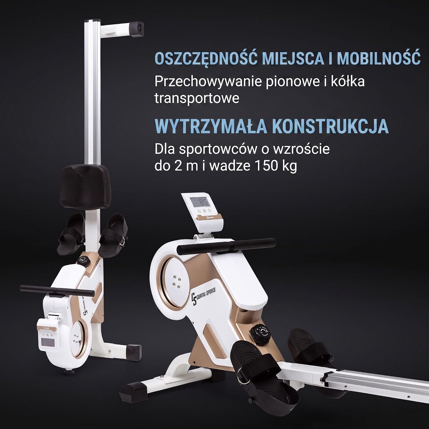 Thumbnail 2 de Capital Sports 10035537 Stream M1 – składany wioślarz magnetyczny, 8 poziomów oporu