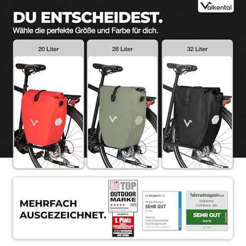 Detalle de Valkental Gepäckträgertasche: Wasserdicht, abschließbar und mit Reflektoren für sicheren Alltagstransport