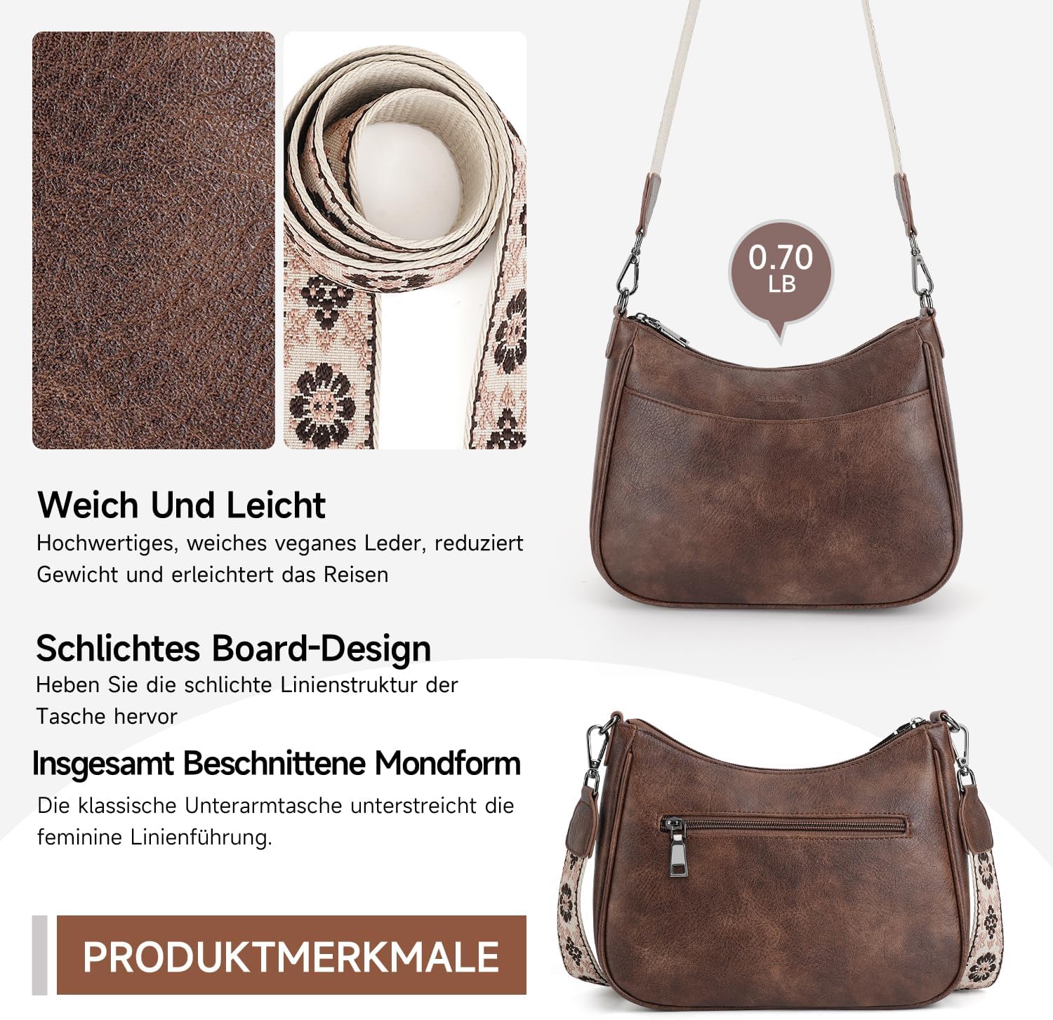 Thumbnail 2 de APHISON Klein Crossbody Bag mit breitem Gurt – vegane Umhängetasche mit Kartenfach