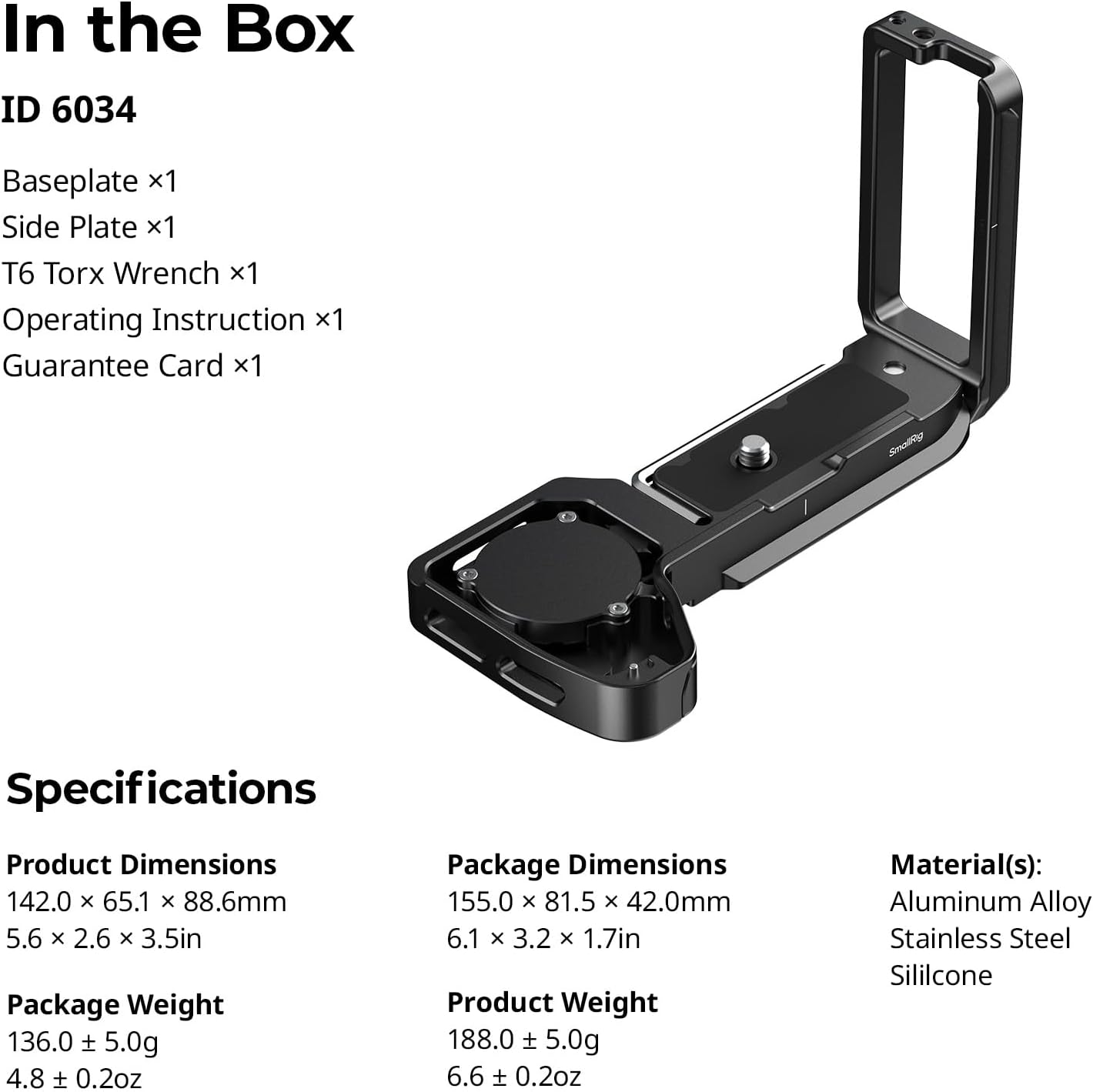 Thumbnail 6 de SMALLRIG Piastra di montaggio a L con slot AirTag per Sony Alpha 7 V / 7R V / 7 IV (6034)