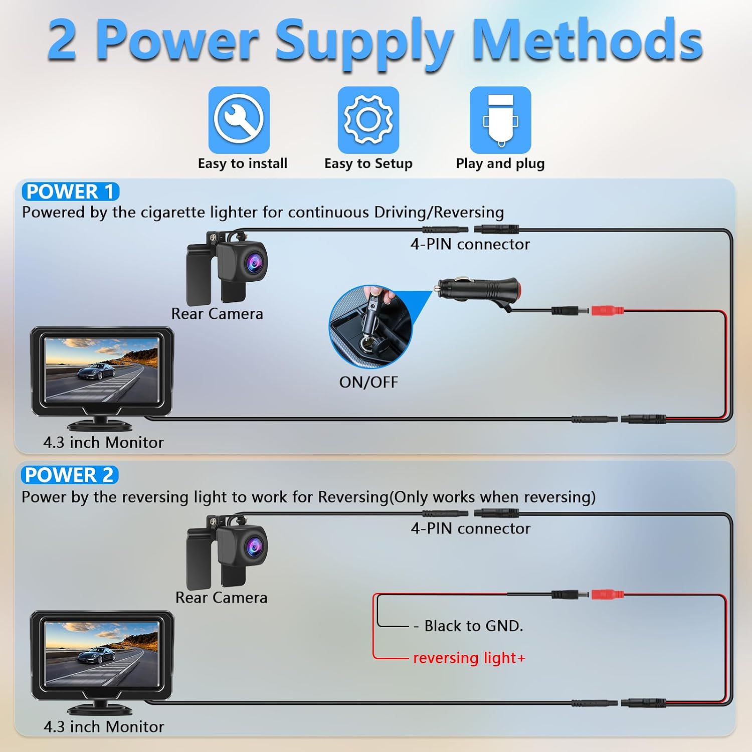 Detalle 2 de Reversing Camera Kit AHD 1080P 4.3" Monitor