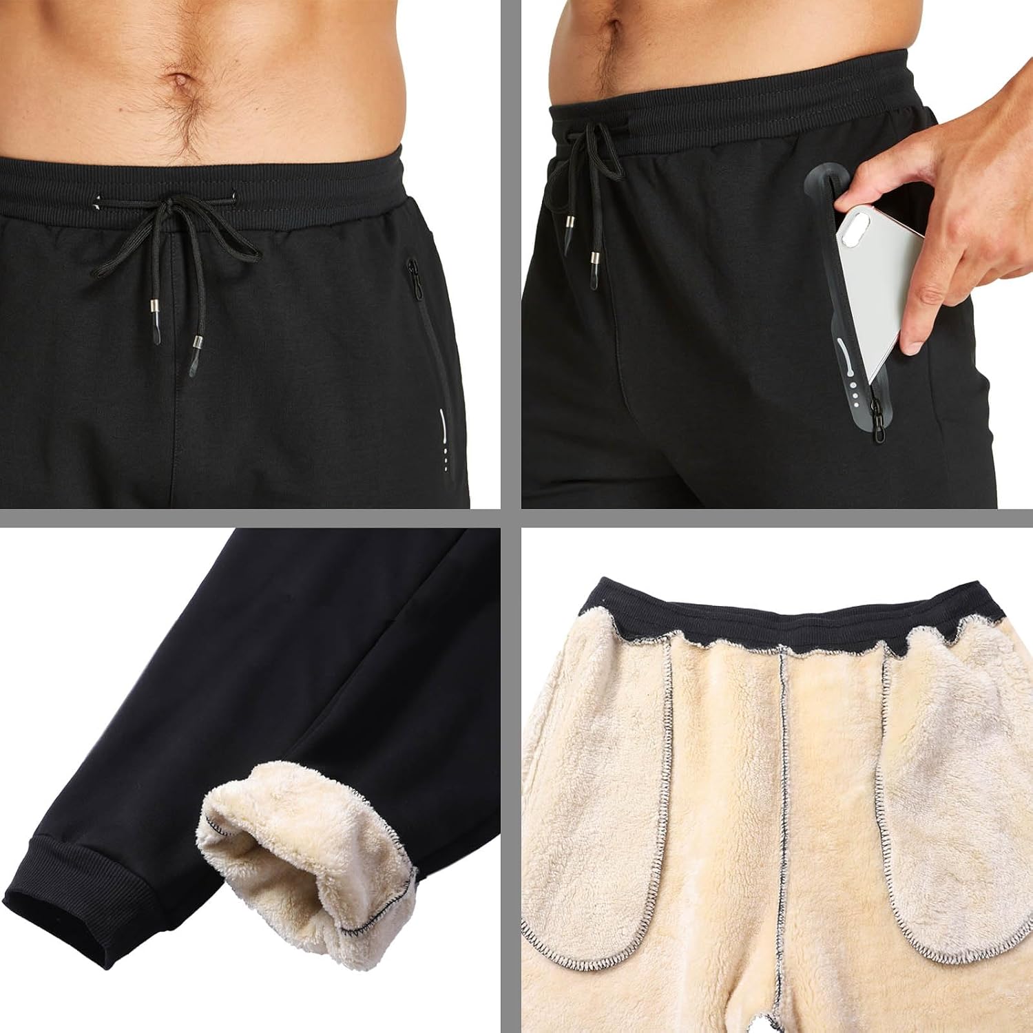 Thumbnail 1 de JustSun heren joggingbroek met fleecevoering, katoenmix en ritszakken