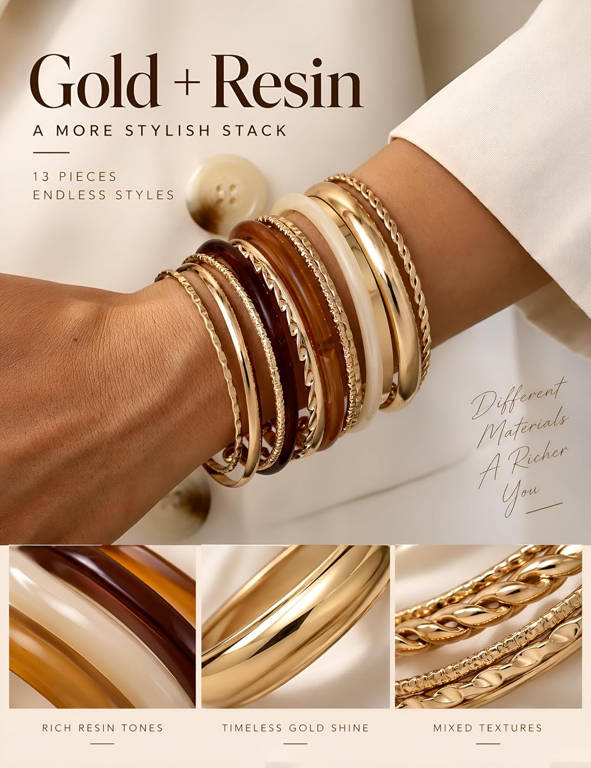Thumbnail 5 de Gold Bangle Bracelets, 13-Bangle Set