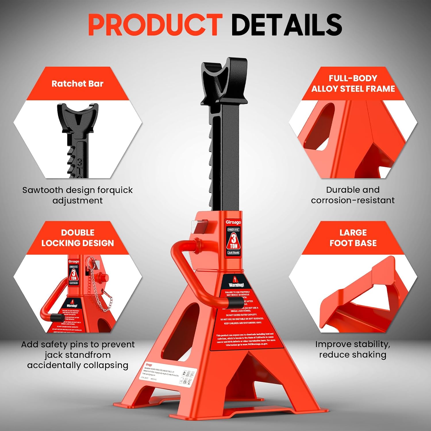 Detalle de Giroago Jack Stands 3-Ton