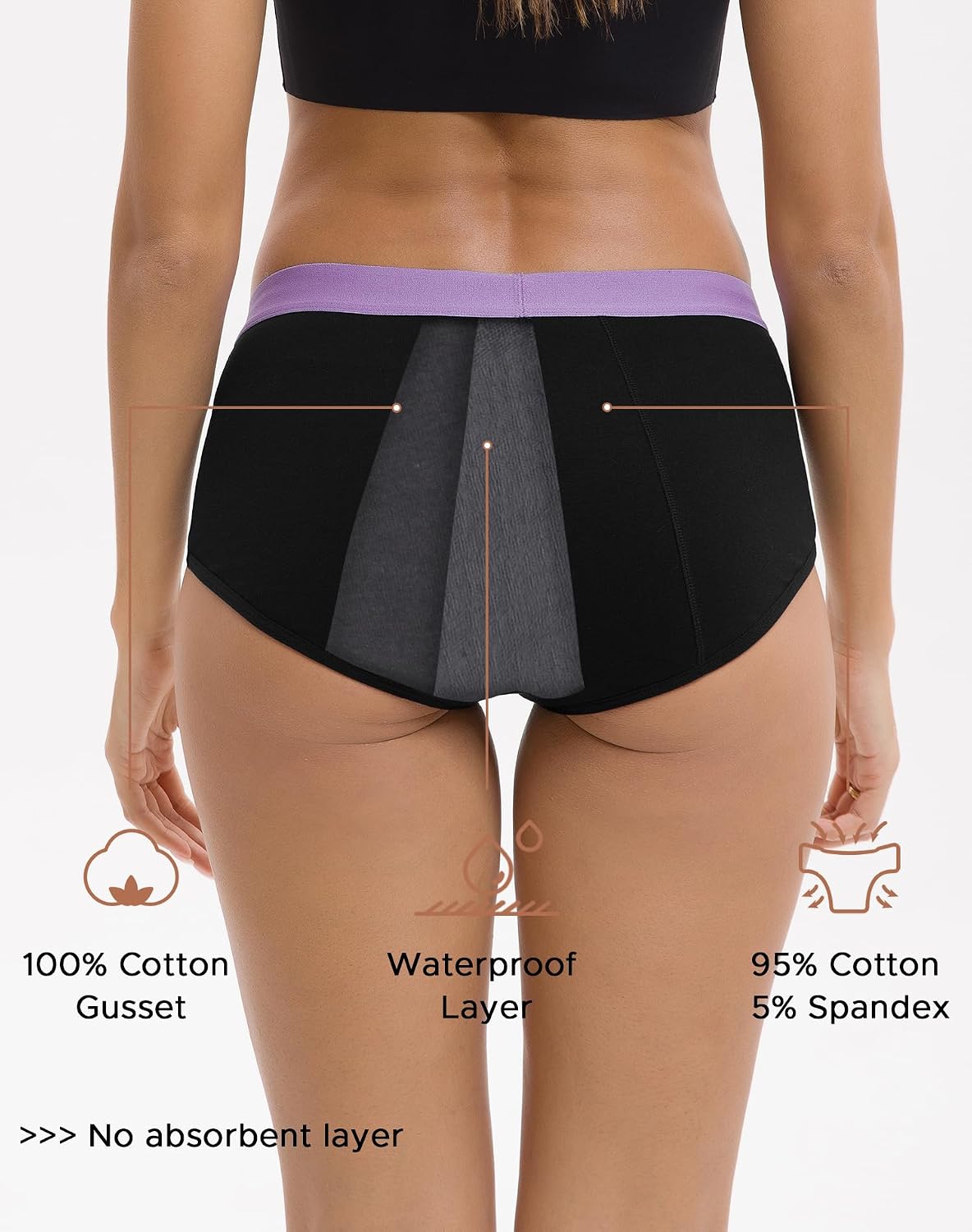 Thumbnail 3 de INNERSY Period Pants Light Flow Cotton Mid-rise Leakproof Knickers (Pack of 3)