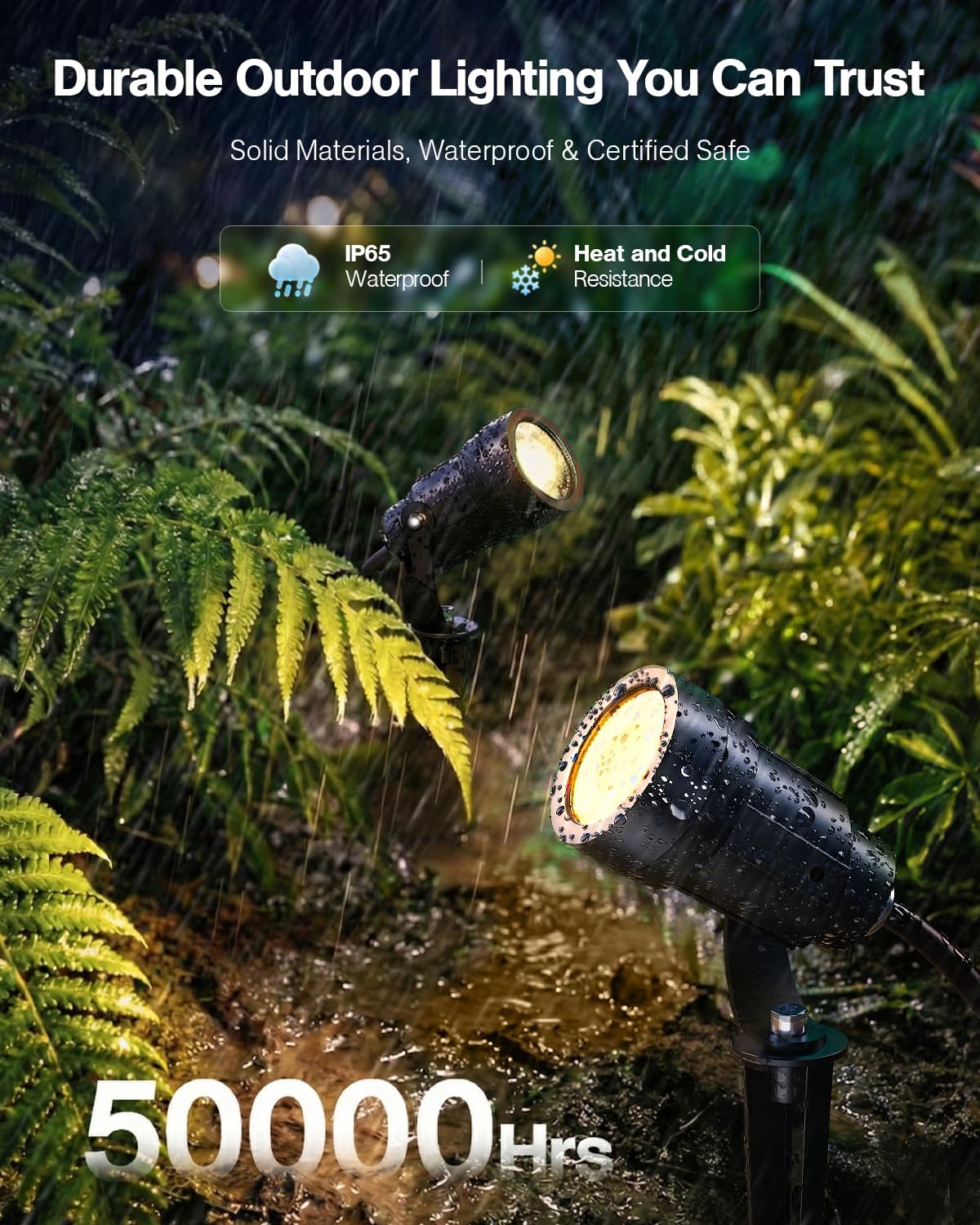 Detalle de HIBOITEC CDD-1003 5W Landscape Spotlights, 6-Pack, 2700K, IP65