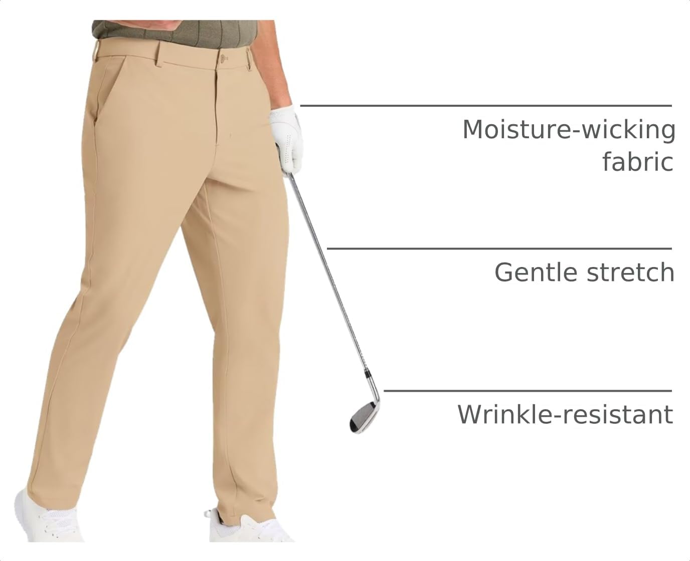 Detalle 2 de Snowtent Men's Classic Fit Golf Pants Stretch Dress Pants — Lightweight, Work-to-Dress Versatility (30''/32''/34'')