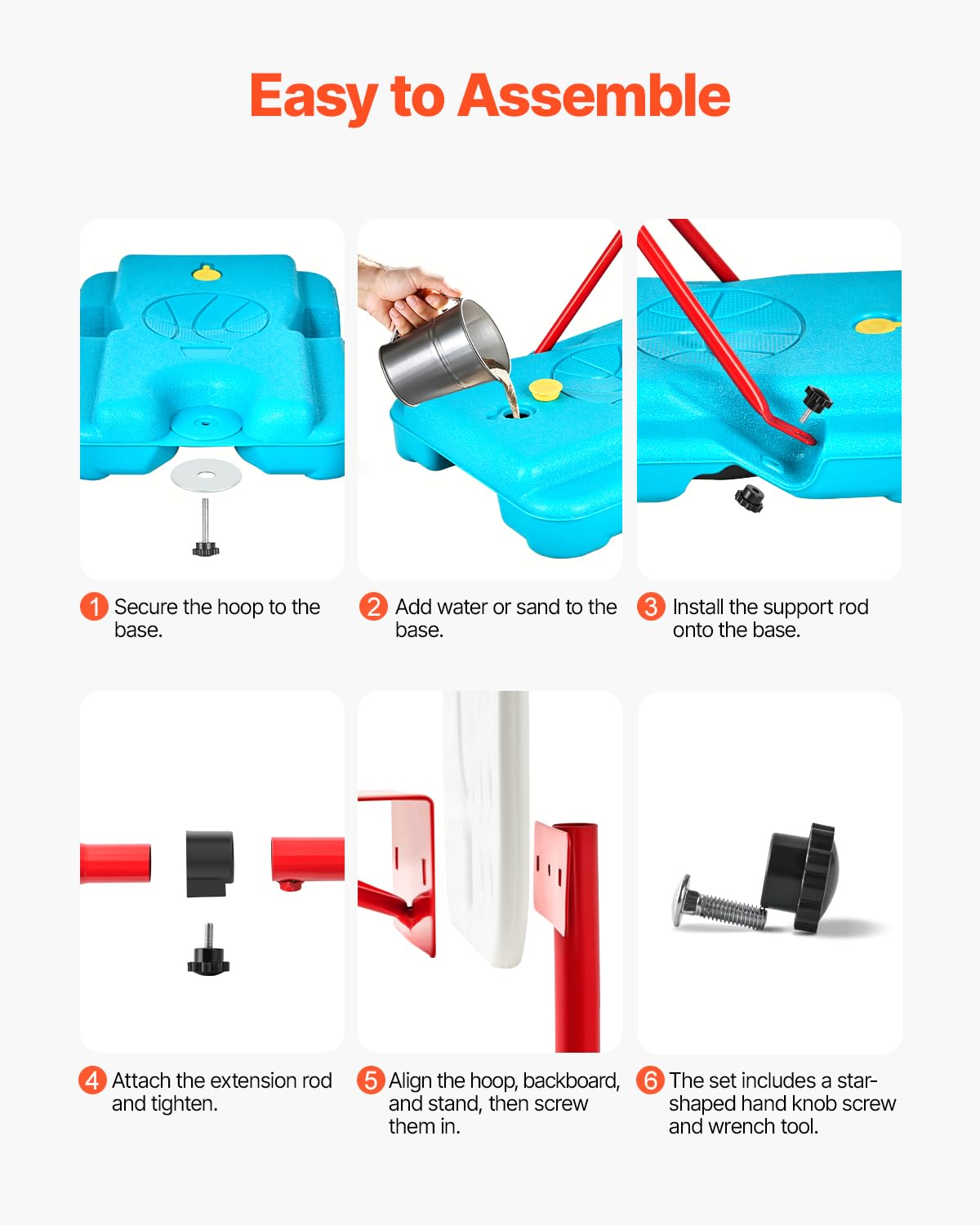 Detalle de VEVOR Kids Basketball Hoop: Height Adjustable, Portable & Durable for Indoor or Outdoor Play
