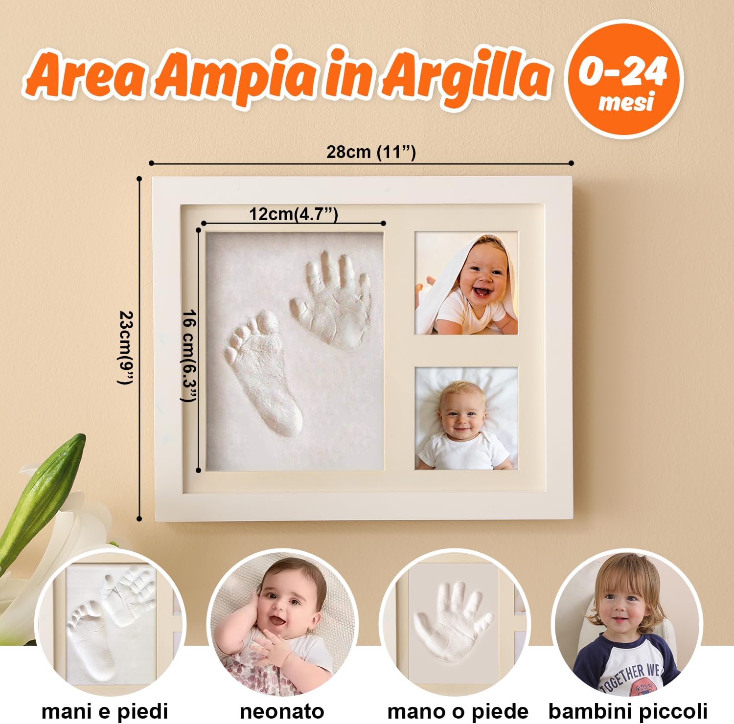 Thumbnail 4 de PewinGo Cornice Impronte Neonato con Argilla per Mani e Piedi